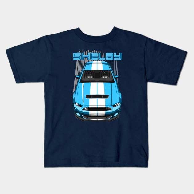 Shelby GT500 S197 - Grabber Blue & White Kids T-Shirt by V8social